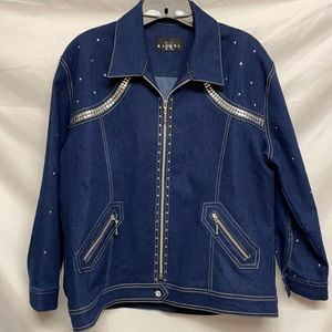 Vintage Kashel Rhinestone Studded Jean Jacket